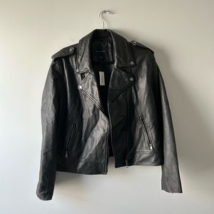 Banana Republic black genuine leather moto style jacket